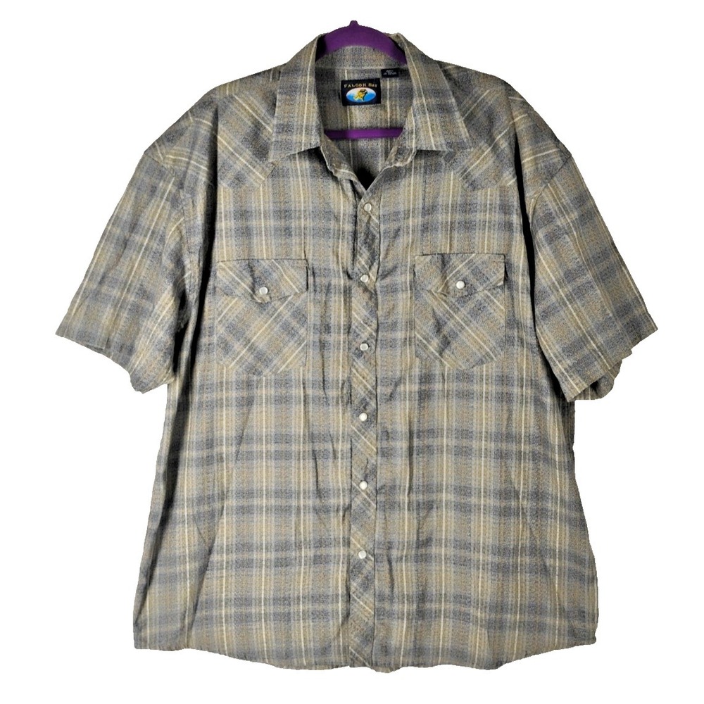 Falcon Bay Men's 2XL Western Shirt Sleeve Pearl Snap Button Up Shirt‎